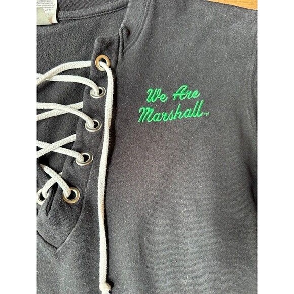 We Are Marshall‎ Victorias Secret Black Long Sleeve Lace Up V Neck Sweatshirt - Picture 3 of 6